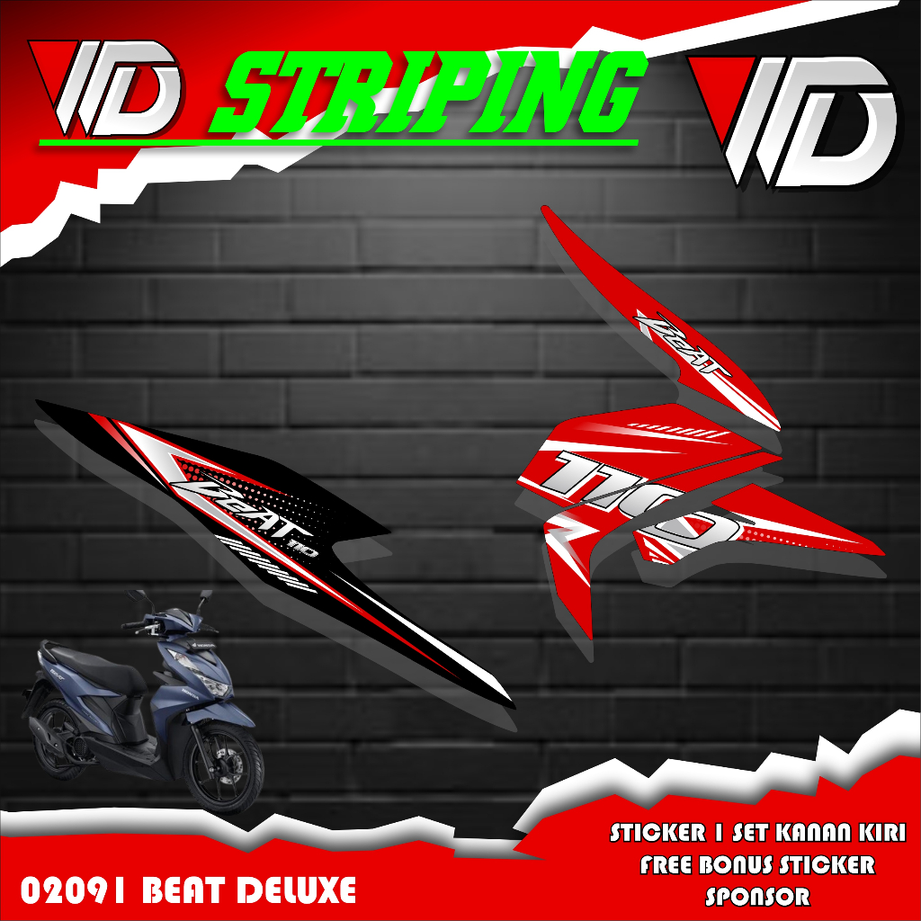 02091 Striping sticker sepeda motor honda beat deluxe motif thailand keren terbaru