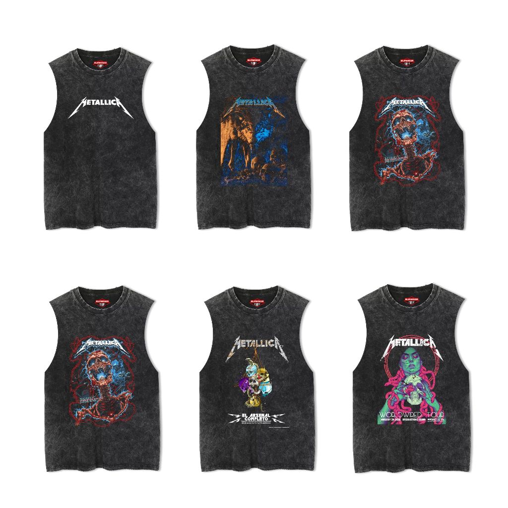Superior Kaos Singlet Metallica Kaos Band Sleeveless Tshirt lekbong Pria muscle tees kaos gym
