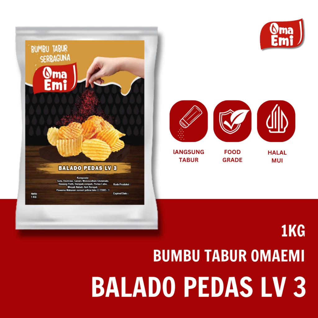 

BUMBU TABUR BALADO PEDAS LEVEL 3 HALAL FOOD GRADE 1 KG