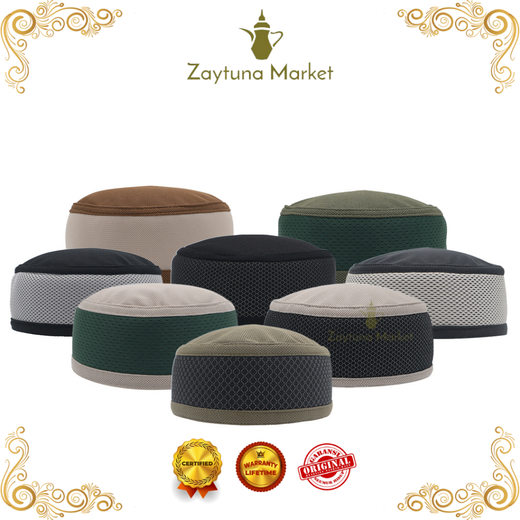 Peci Model Katun Warna Coklat Tua Desain Polos - Flat Top Kufi