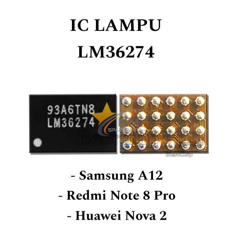 IC LAMPU DISPLAY LM36274 SAMSUNG A12 NOTE 8 PRO NOVA 2