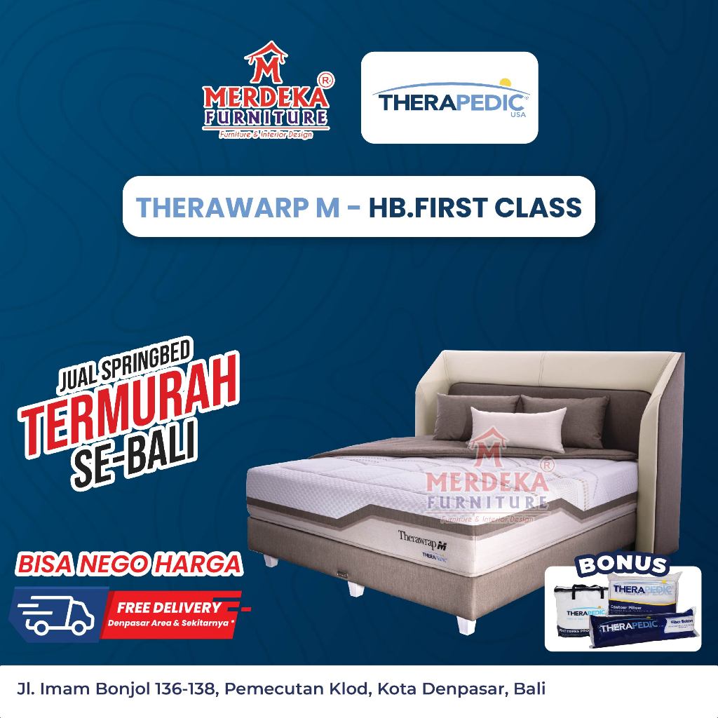 Kasur Therapedic ~ Therawrap M | Spring Bed 160x200|Free Bantal|