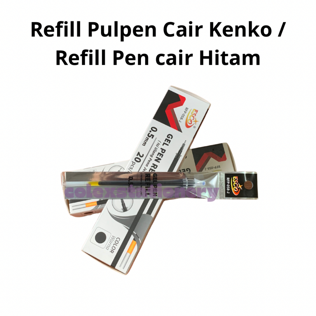Isi Ulang Pulpen Tinta Cair / Refill Pulpen Kenko Cair (Esco) Isi 20 Pcs Warna Hitam