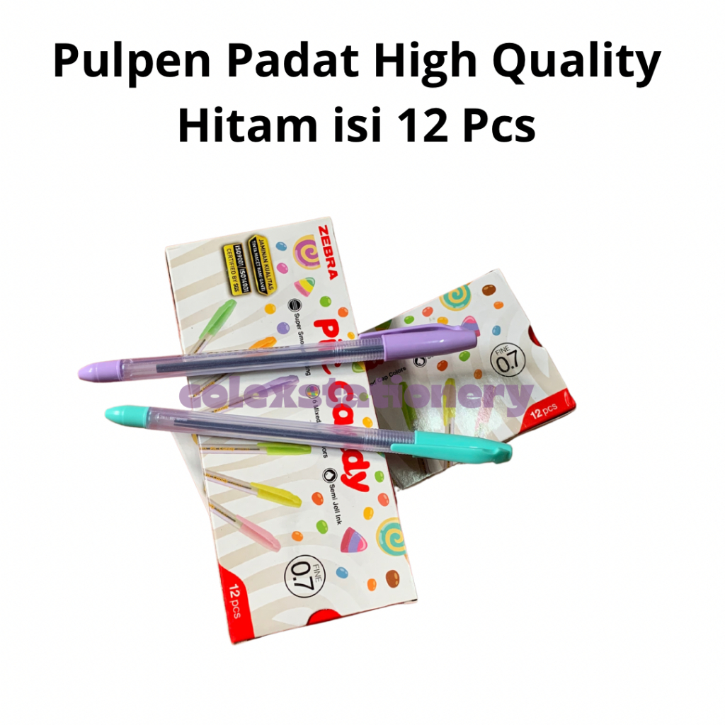 

Pulpen Padat / Pulpen High Quality Zebra Pic Candy Warna Hitam / Pulpen Murah Hitam 0.7mm Isi 12 Pcs
