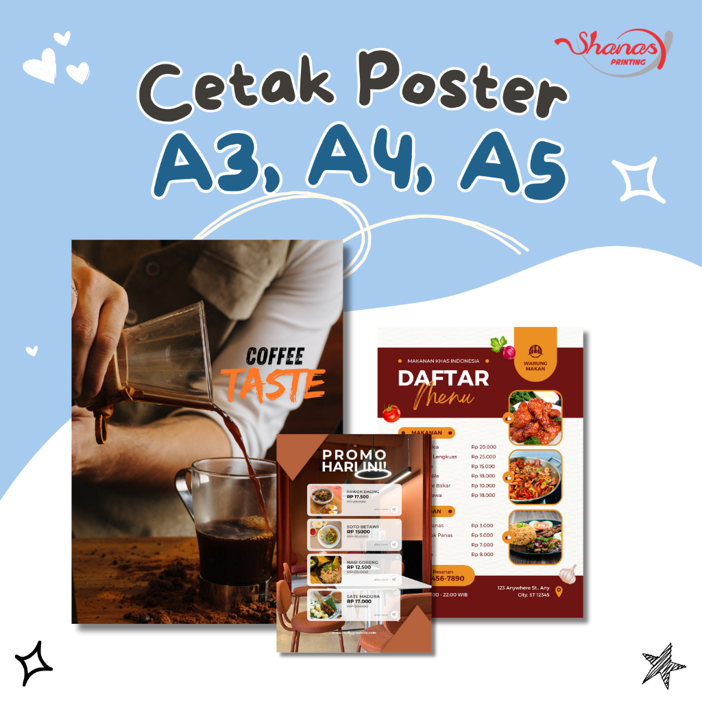 

Cetak Poster A3, A4, A5 Art Carton 260gsm Include Laminasi Glossy / Doff