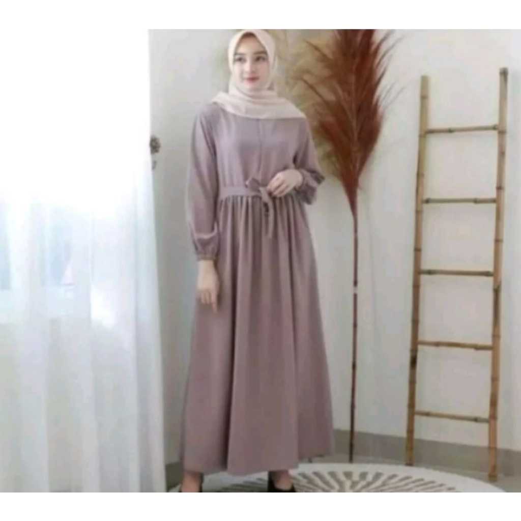 DANIRA DRESS - Gamis Polos Minimalis Crinkle Airflow Busana Wanita Muslim Mini Dress Casual