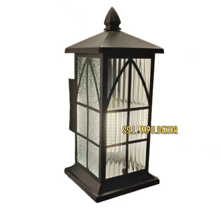 Lampu Dinding Outdoor Minimalis Kotak Hitam Modern Mewah Ala japandi eropa hias teras pilar