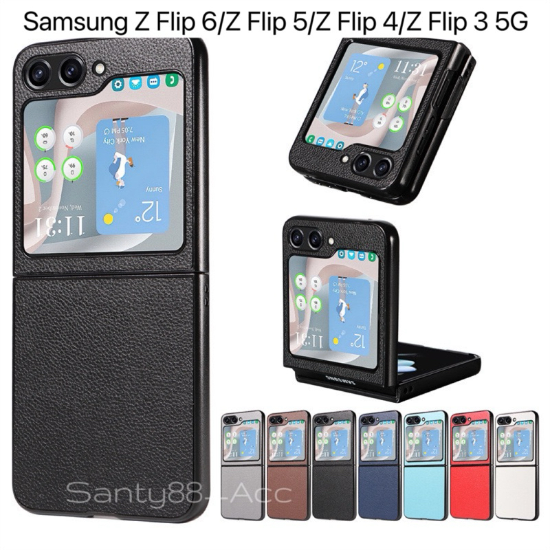 Case Leather Samsung Galaxy Z FLIP 7 Z FLIP 6 Z FLIP 5 Z FLIP 4 Z FLIP 3 Leather Flip Dual Frame Lea
