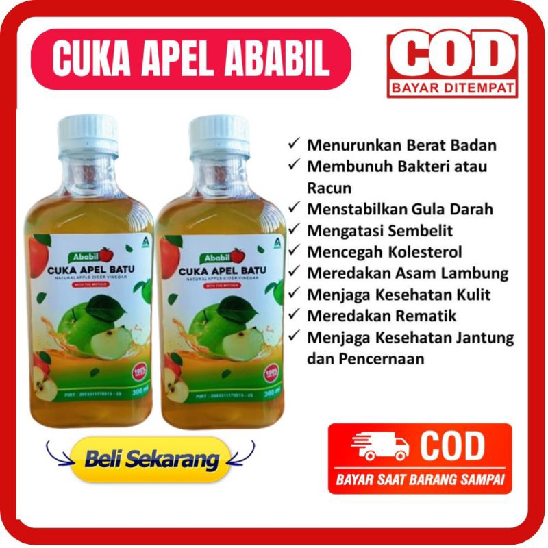 CUKA APEL ABABIL 300 ML - CUKA APEL BATU MALANG CUKA APEL MURNI CUKA APEL UTUH MURNI CUKA APEL MALAN