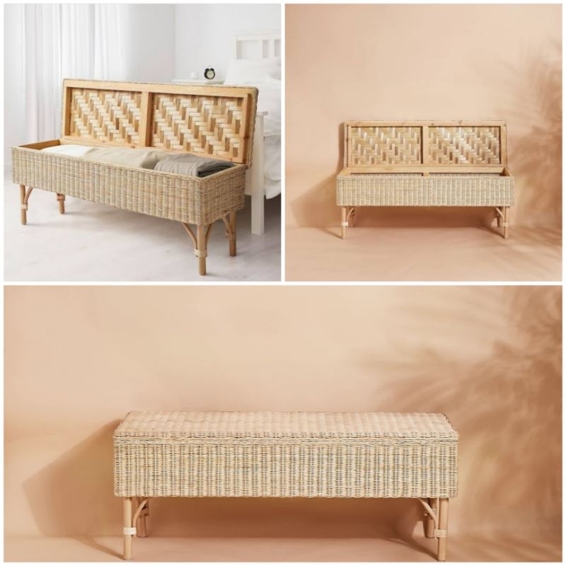 Kursi rattan box penyimpanan minimalis serbaguna
