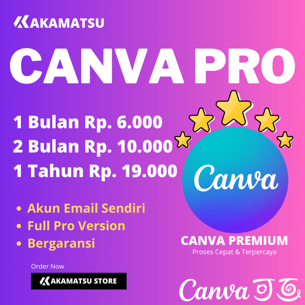 Canva Pro 1 Tahun Aplikasi Premium Desainer Termurah