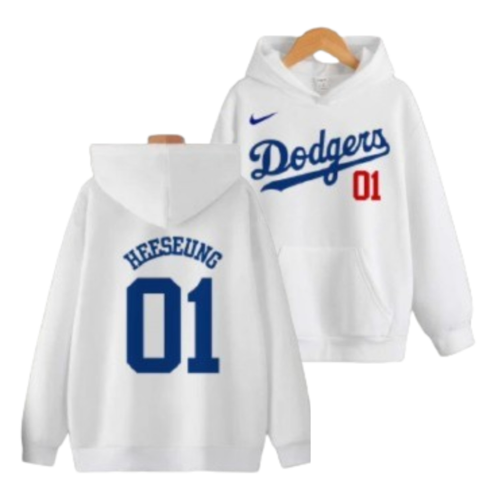 Hoodie putih number heeseung ehypen sablon kpop dodges korea baseball jay jake jungwon sunoo sunghoo