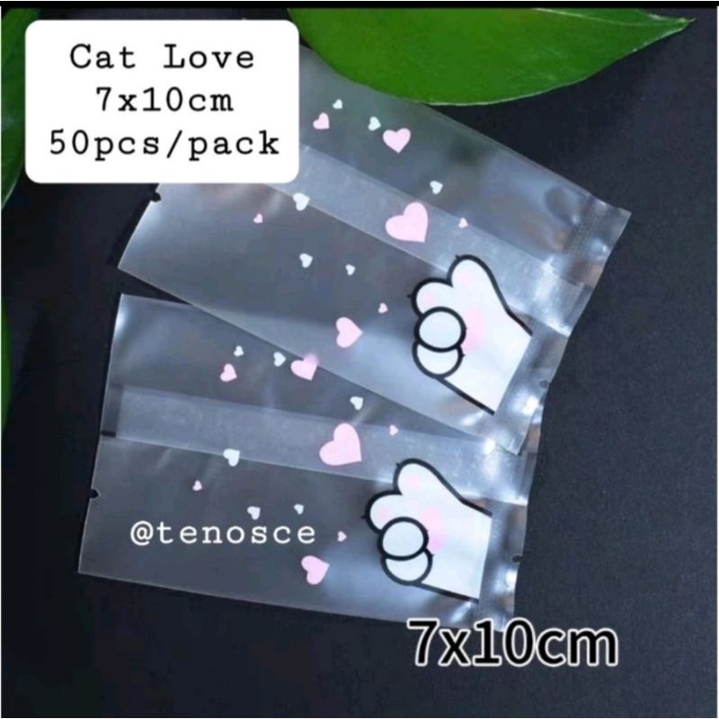 

50pcs Plastik Seal Kemas 7x10cm Permen Cokelat Love Cat Kado Souvenir Packing Kue Kering Cookies