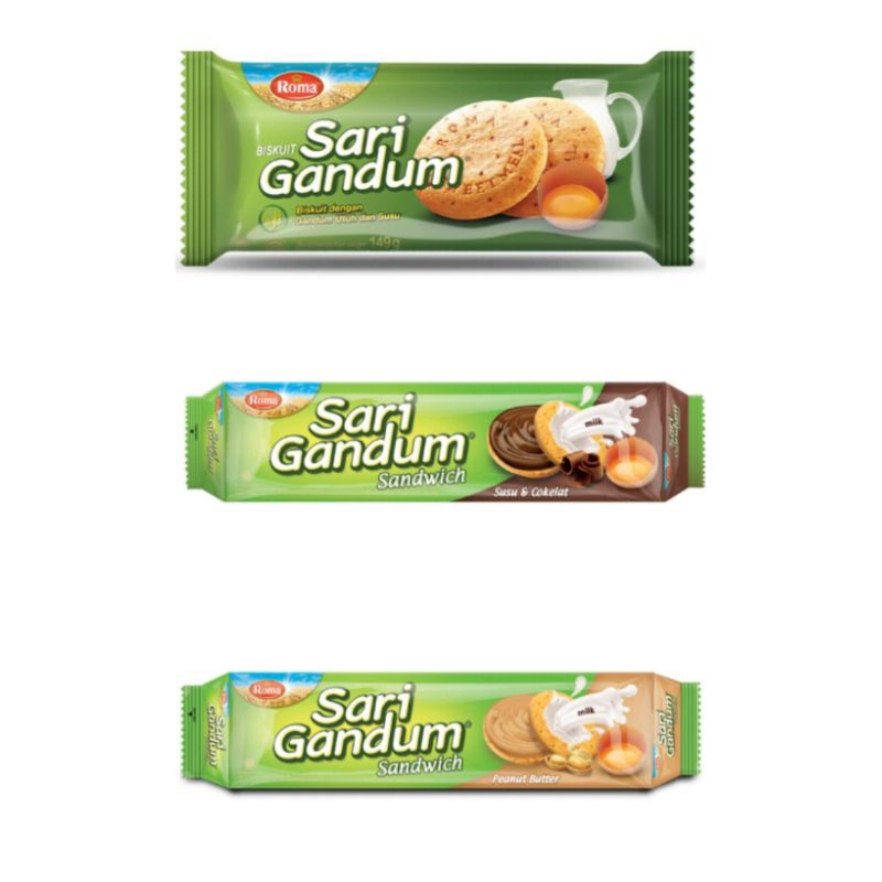 

Roma sari gandum All varian coklat kacang original 108gr