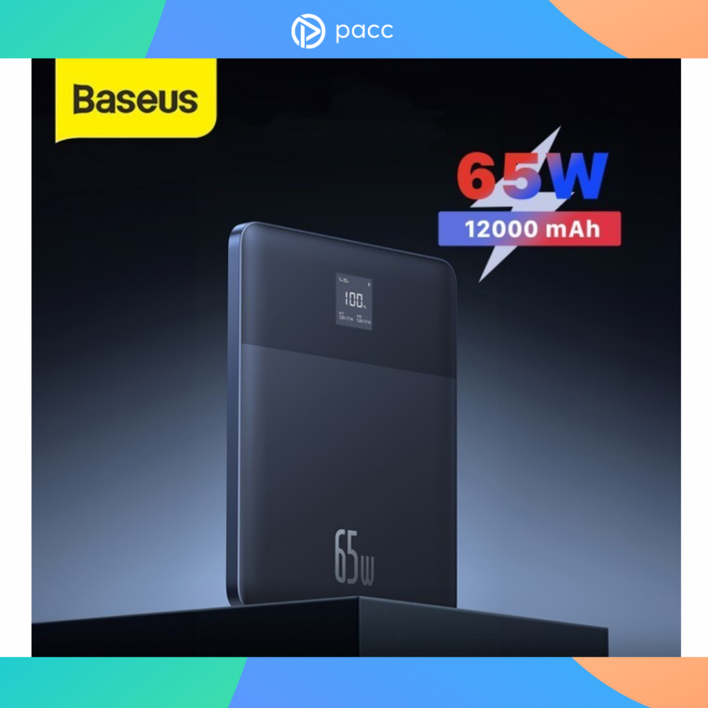 BASEUS BLADE2 65W FAST CHARGING POWER BANK 12000mAh DUAL TYPE-C - SILVER