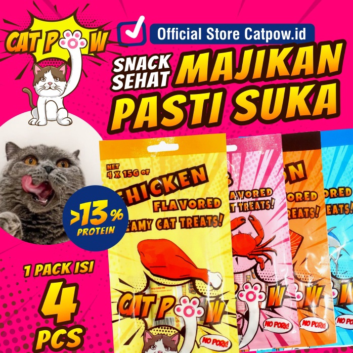 Promo Max CATPOW Creamy Treats Snack Kucing Isi 4 Sachet Cemilan Kucing Basah Makanan Kucing Basah C