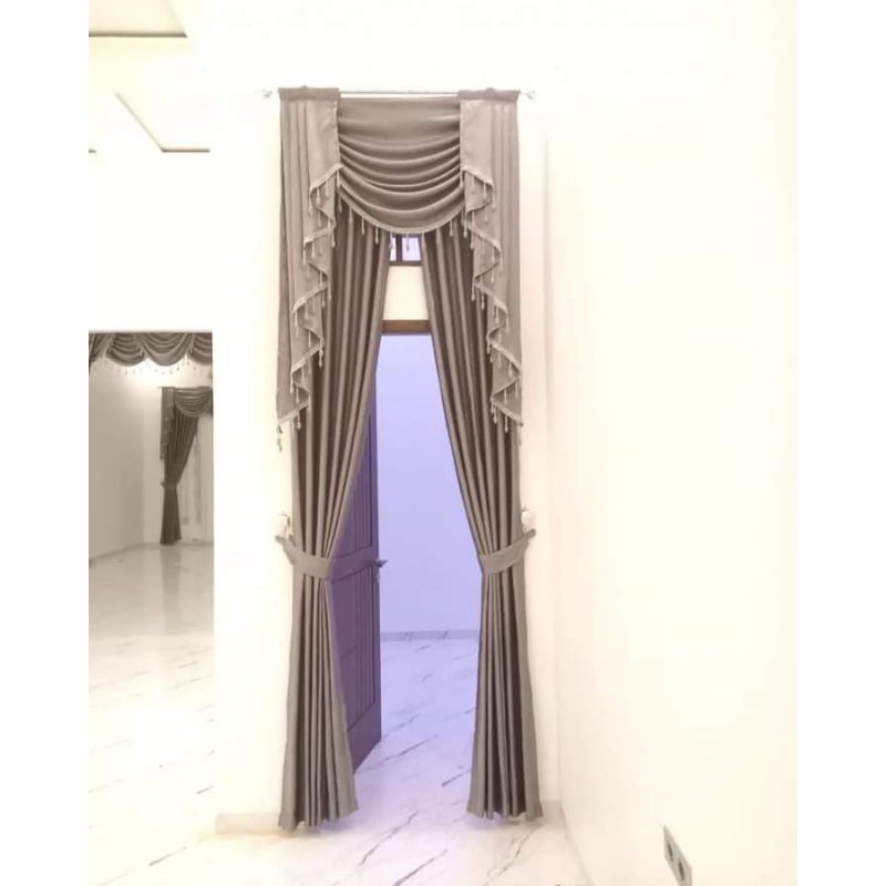 Gorden Mewah Model Poni Gelombang bahan blackout polos premium Gorden untuk jrndela pintu panjang