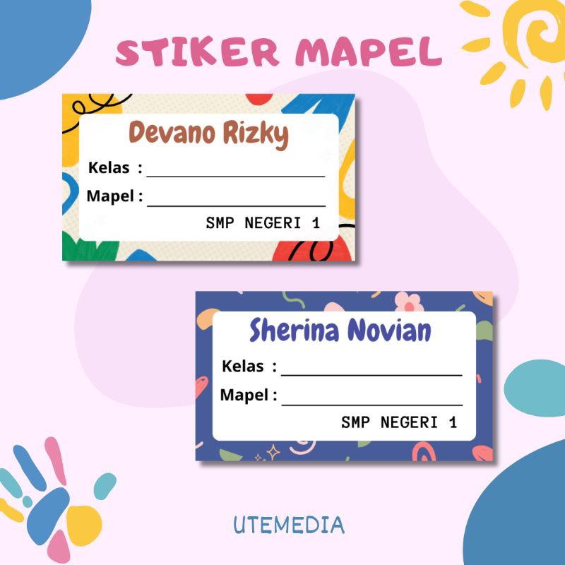 

Stiker mapel custom nama untuk buku tulis / lks label nama karakter murah