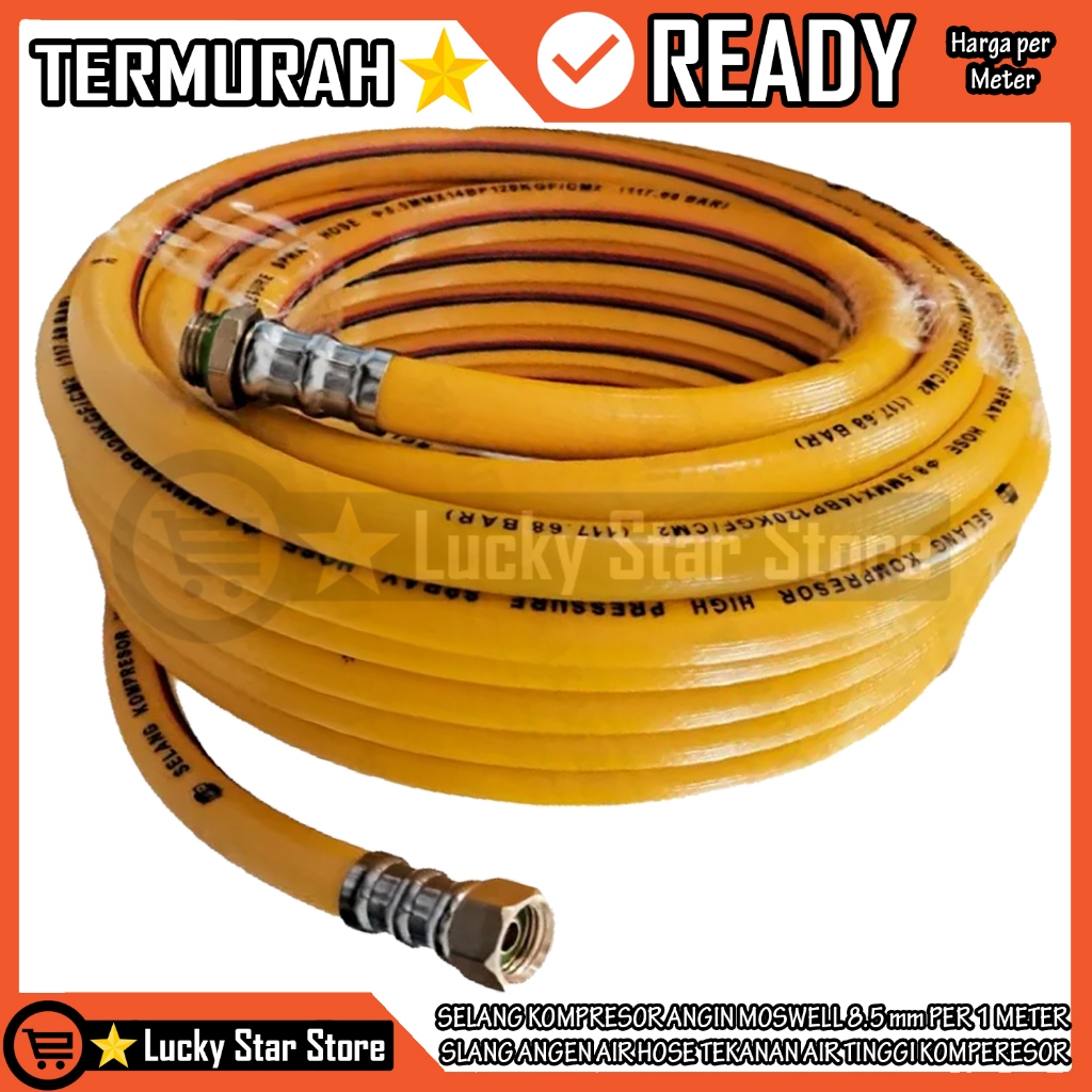 Moswell Selang Air Angin 8.5 mm Per 1 Meter Slang Angen Hose Tekanan Tinggi Kompresor Comperesor Com