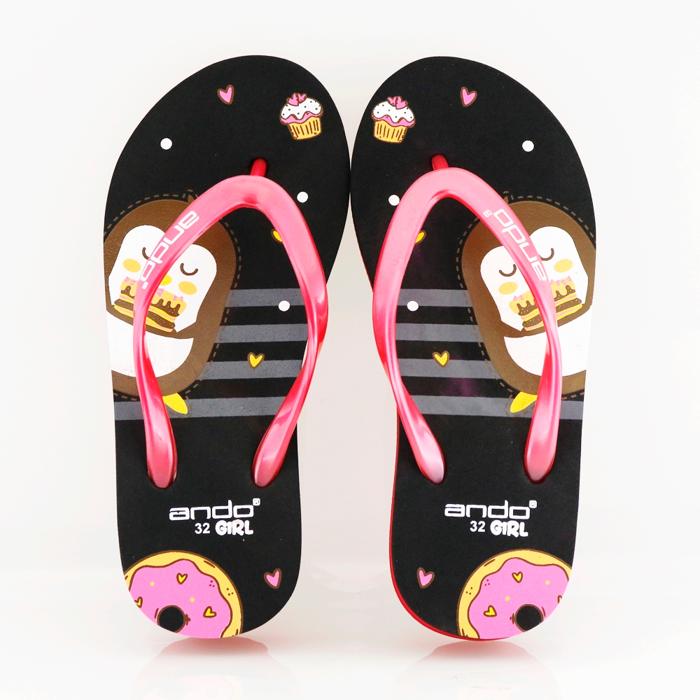 NEW  ANDO CAKE HITAM/MERAH - Sandal Wedges Anak Besar Sandal