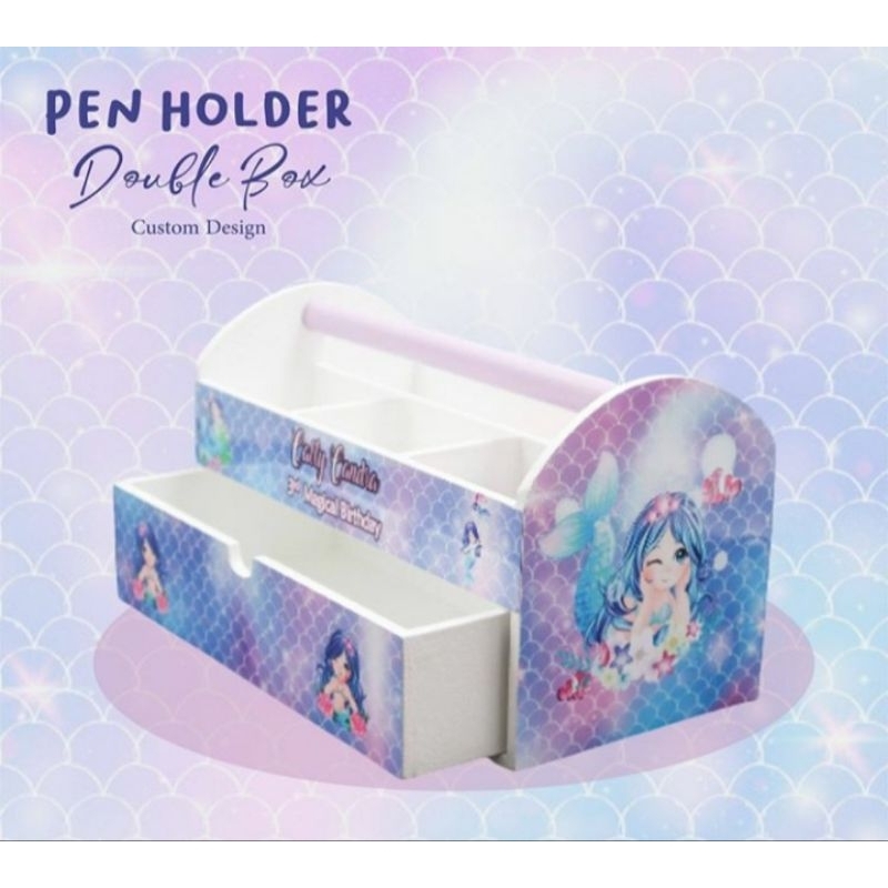 

PEN HOLDER DOUBLE BOX Pencil Case Kayu KOTAK PENSIL LACI