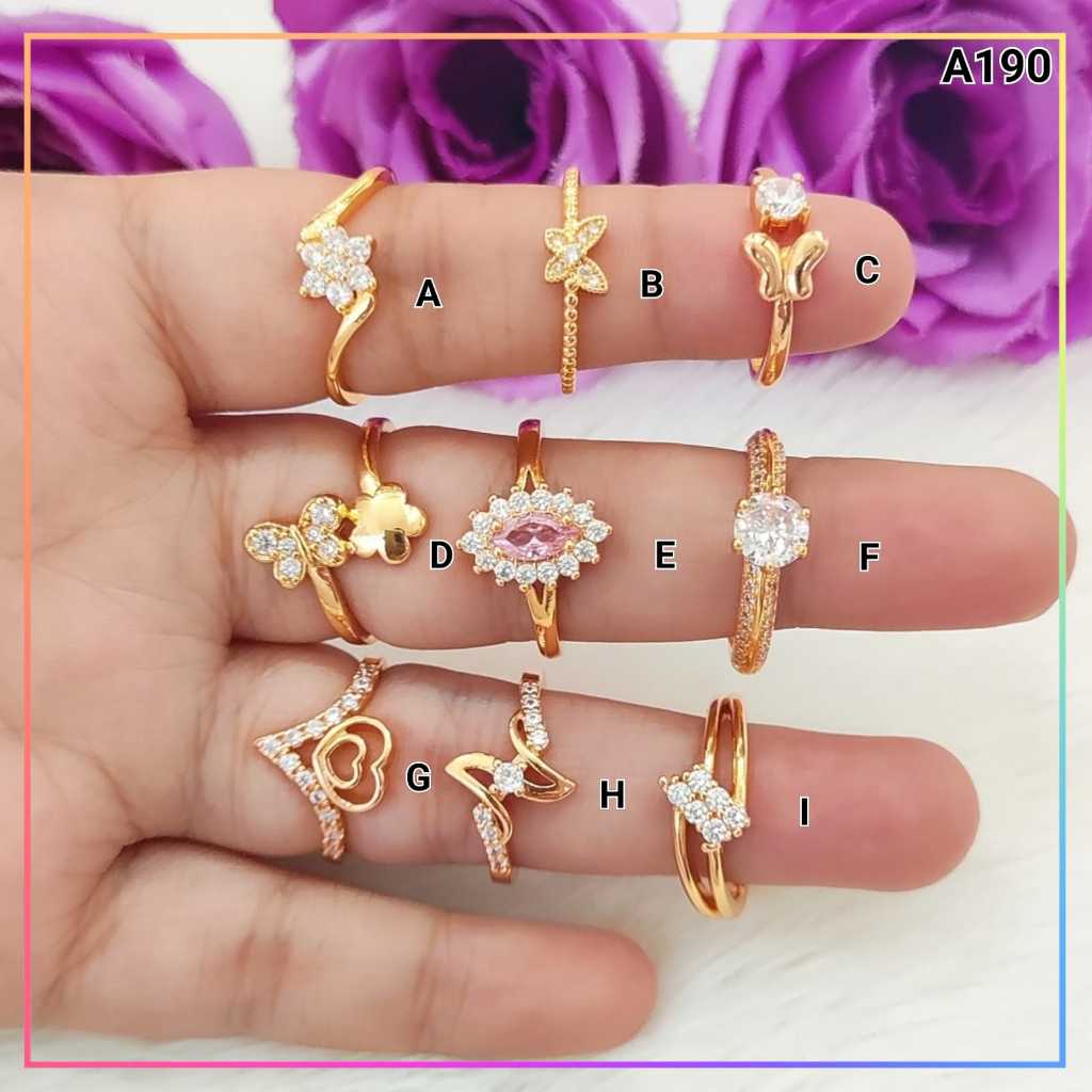 Good Jewelry Cincin dewasa cincin premium kupu ulir mata hitam perhiasan lapis emas gold A190