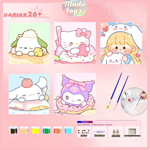 

Muds Toys Paint By Number Kit Canvas Paint By Number Digital Melukis Kit Kartun DIY Painting 20x20cm