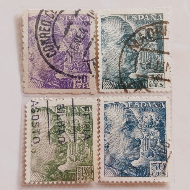 

(AB) Perangko Spanyol Seri General Franco Tahun 1939 - 1940an Set 4 pcs Used