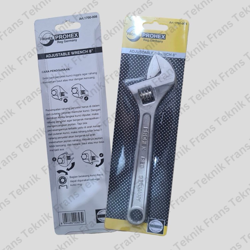Kunci Inggris Baco 8" Inch Adjustable Wrench 8" Prohex (ART 1700-008)/ KUNCI INGGRIS / BACO  PROHEX 