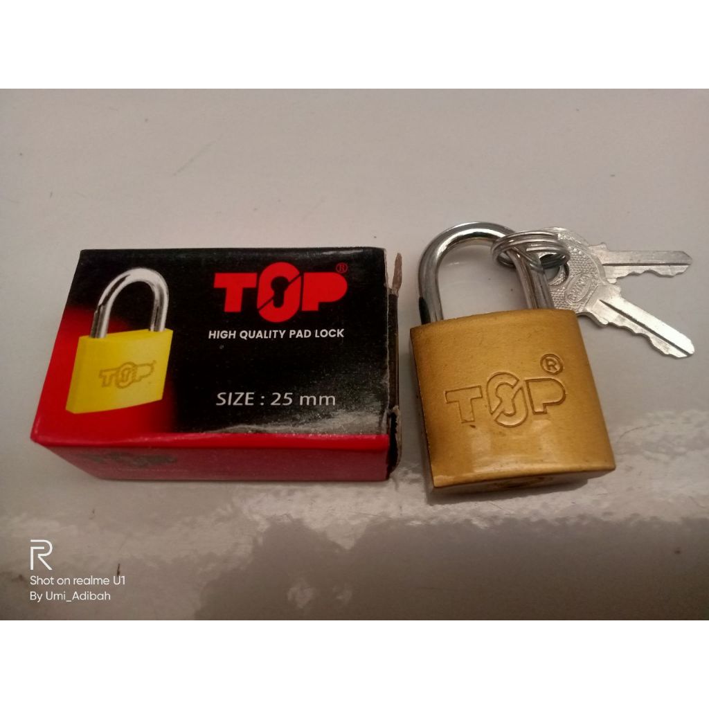 GEMBOK KUNING FAWI  25 MM  LEHER PENDEK / FG-015 GEMBOK BESI KUNING