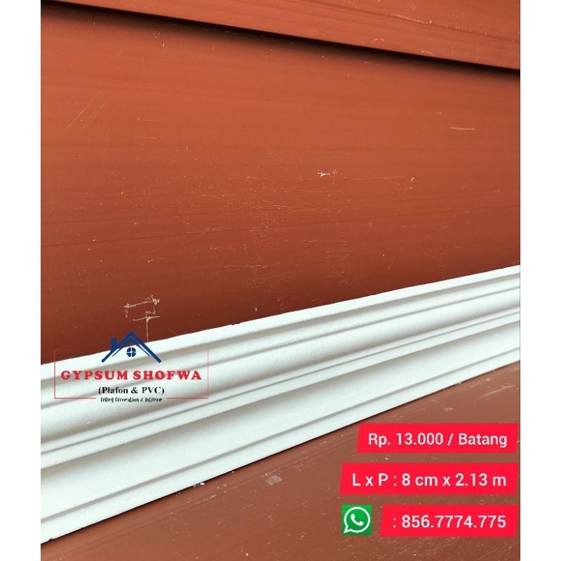 List Gypsum motif Kiki Polos 8 cm / List Profil Gypsum Termurah / Gypsum Shofwa Plafon dan PVC