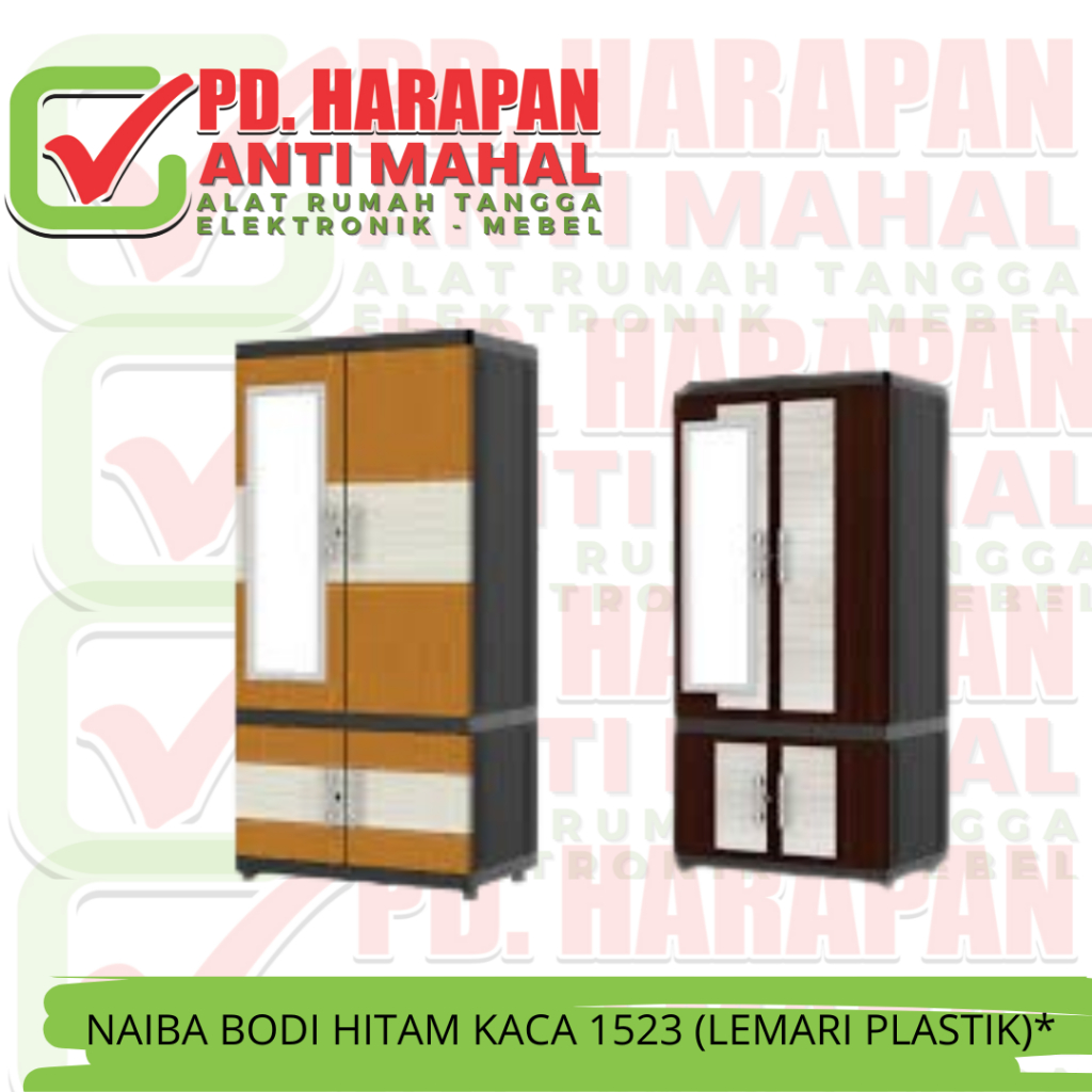 NAIBA BODI HITAM KACA 1523 (LEMARI PLASTIK)*/LEMARI PLASTIK NAIBA