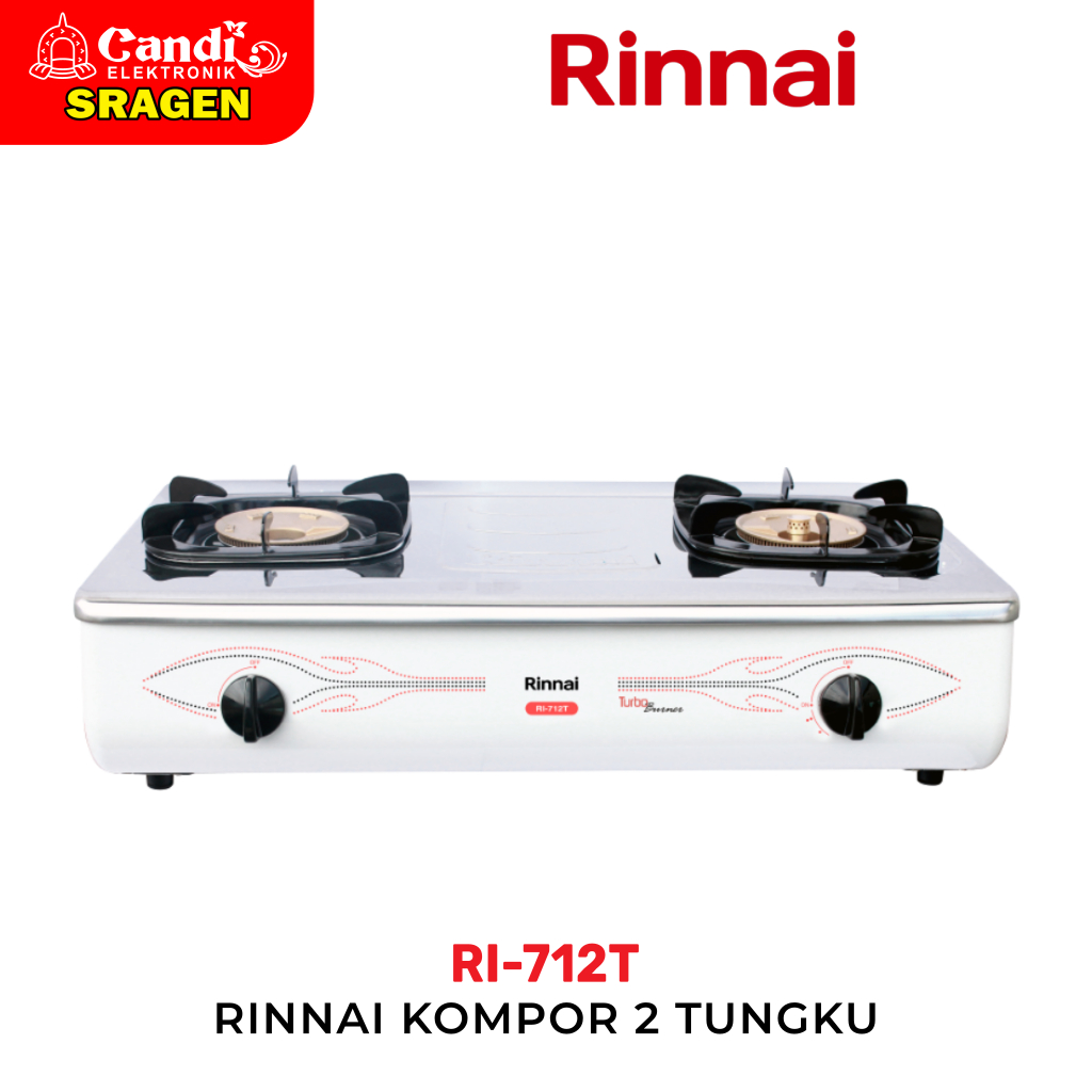 RINNAI Kompor Gas 2 Tungku Stainless Steel Api Turbo - RI-712T