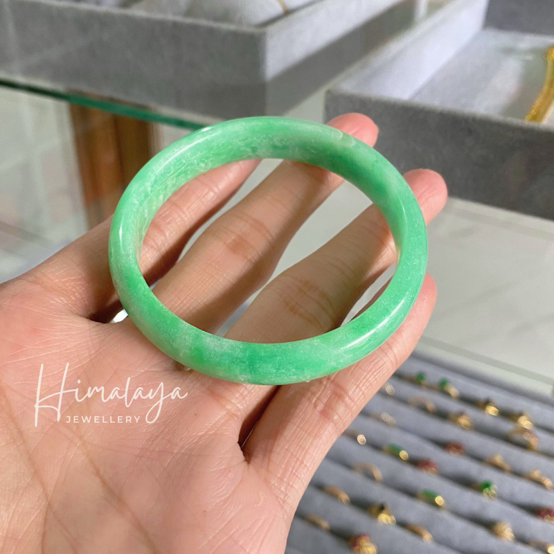 Gelang Wanita Bangle Batu Giok Asli Tampilan Mewah Stylish