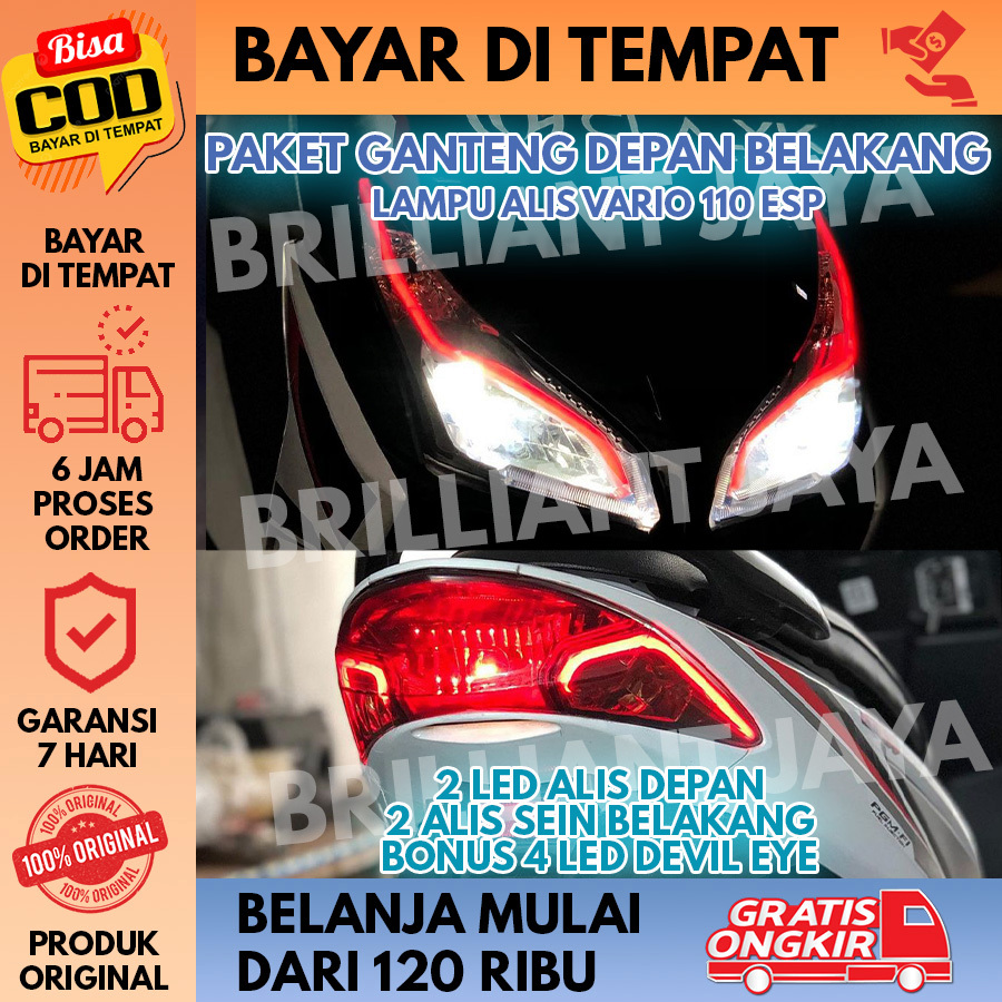 LAMPU ALIS DEPAN BELAKANG VARIO 110 BONUS DEVIL EYE TIDAK BERBINTIK MURAH 2 LED ALIS DEPAN + 2 ALIS 