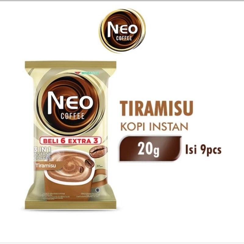 

Neo Coffee Kopi Instant Coffee Tiramisu - Moccachino 20g Isi 9 sachet