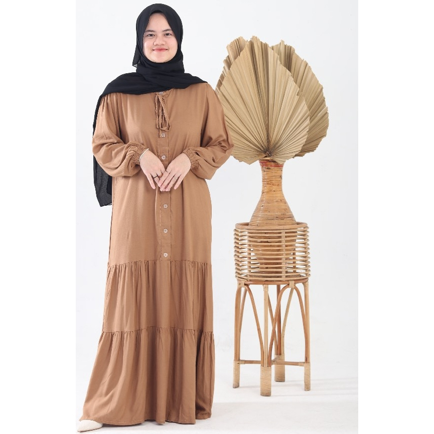 Sadi - Maxi Dress Lengan Panjang Rayon Premium Polos Stylish All Size