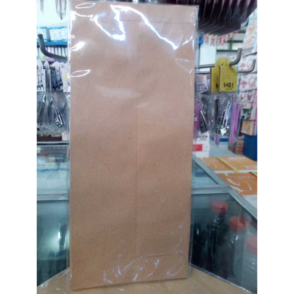 amplop coklat kecil uk. 12X28 CM 1 pack isi 10 pcs