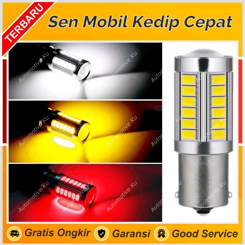 LAMPU RETING SEN MOBIL KEDIP CEPAT BAU15S BA15S SEIN LED 33 TITIK BULAT KAKI 1 BRIO MOBILIO OLD AVAN