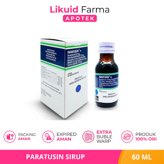 Paratusin Obat Batuk Pilek dan Demam Sirup 60 ml - obat pilek batuk radang flu