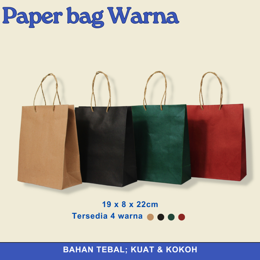 

Paper Bag/ Paper Bag Warna ukuran 19 x 8 x 22CM