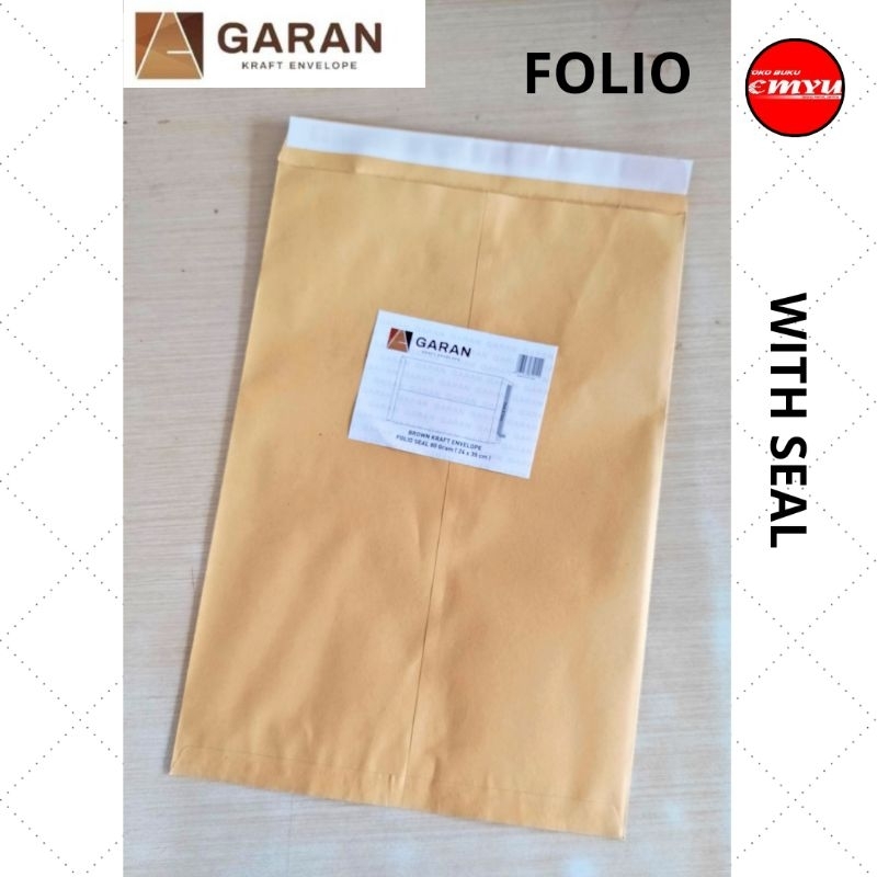

Amplop Coklat Folio Lem 80gr GARAN Isi 100Lbr