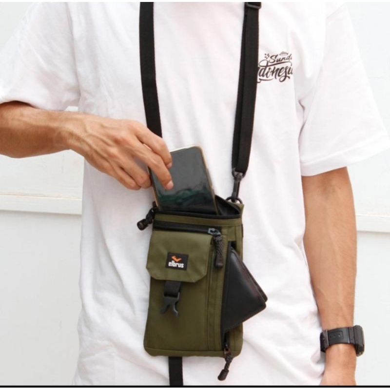 Tas slempang kecil laki laki/tas kalung hp/tas mini elbrus