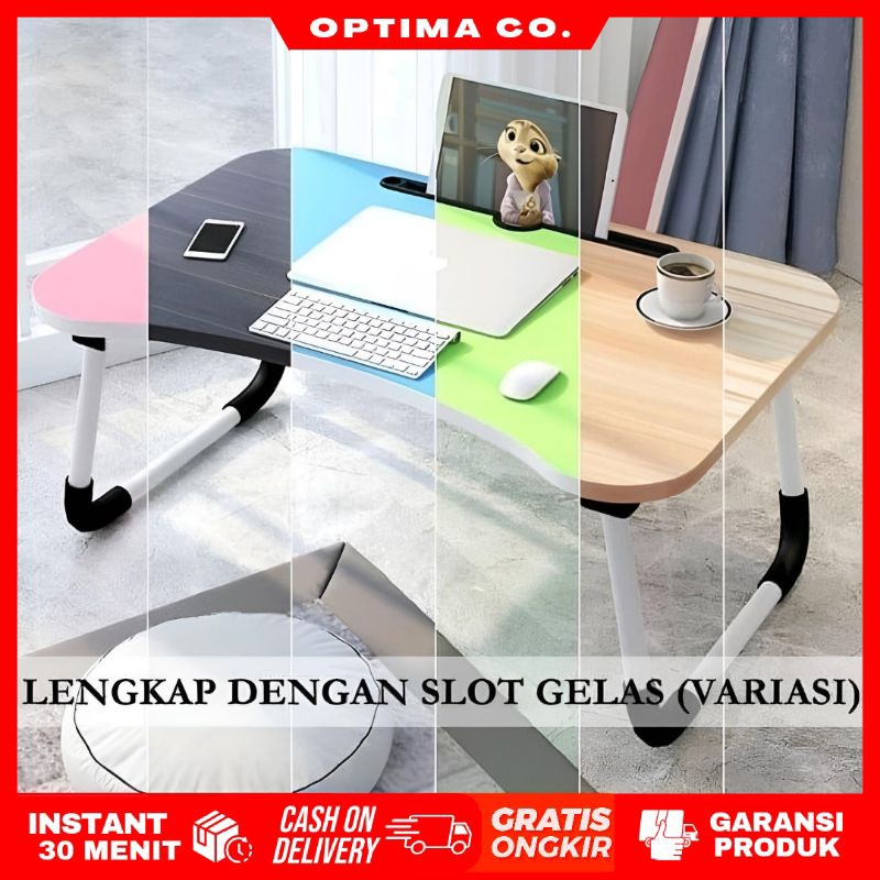 Meja Belajar Lipat Portable Kayu Meja Laptop Polos Portable Lipat Serbaguna