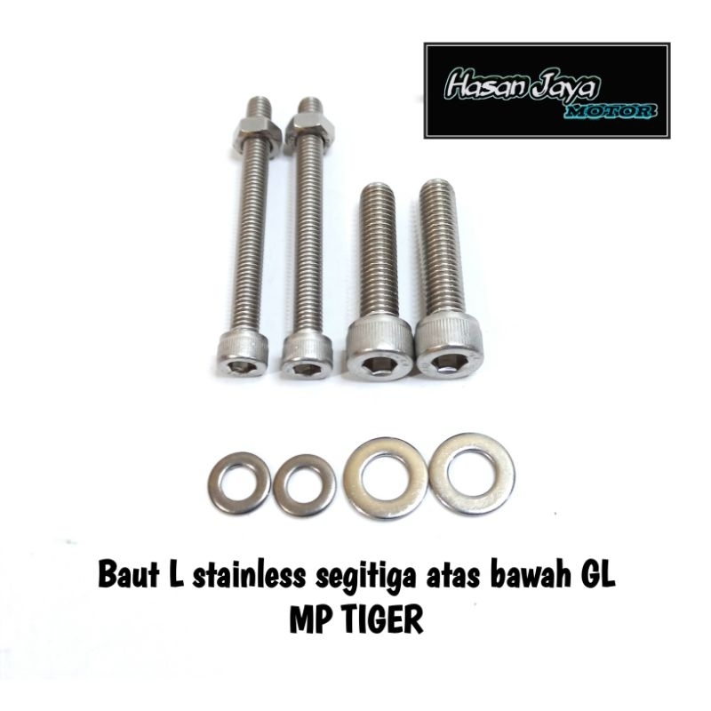 Baut L stainless segitiga GL Megapro tiger