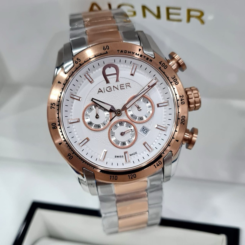 jam tangan pria AIGNER VIGEVANO super batrai stainles stee