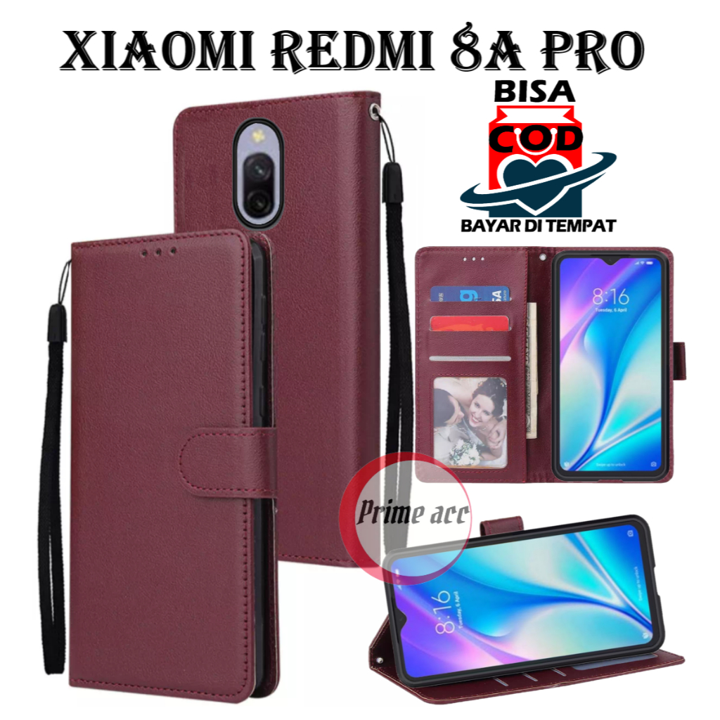 flip case xiaomi redmi 8A PRO leather case casing dompet handphone