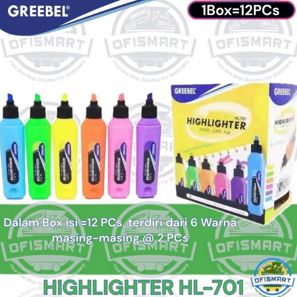 

KODE R54C Greebel Highlighter HL71 Stabilo Penanda Catatan 1Box12PCs