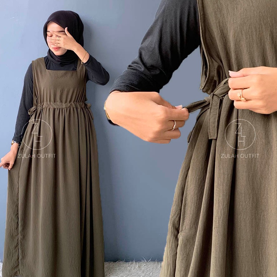 Pilihan ZLH Yura Overall PB 13cm  Dress Wanita Tanpa Lengan Crinkle Airflow Premium