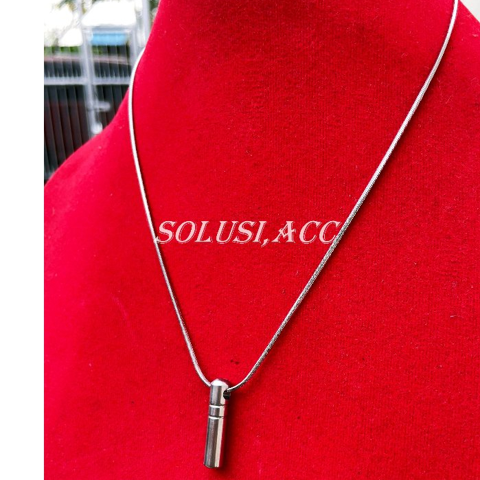 ambang Silver Titanium Liontin Tabung baja Polos Kalung Pria Wanita Anti Karat Kalung Keren